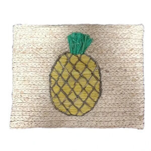 BUJI Baja Pineapple Raffia Clutch Linen Lined NWT